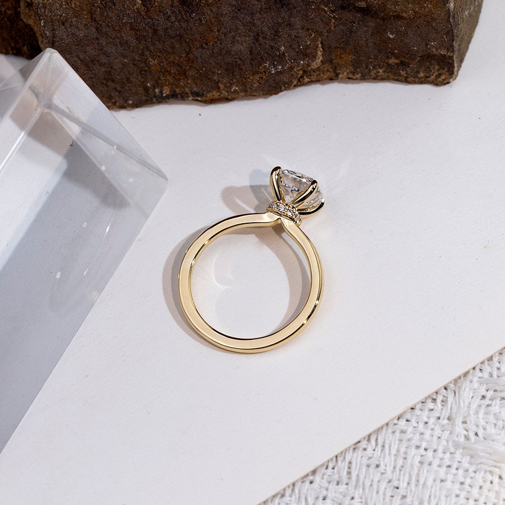 Aurora Geometry Cushion Cut Lab Grown Diamond 1.5CT Solitaire D VVS2 18K Yellow Gold Ring MSR-1699