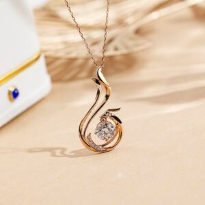 Aurora Geometry Round Shape Lab Diamond E VVS2 18K Rose Gold Pendant Necklace MSN-854
