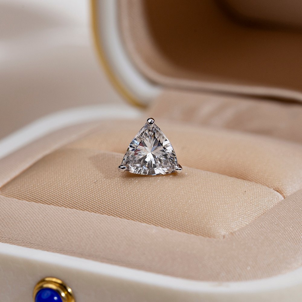 Aurora Geometry Trilion Shape Lab Grown Diamond 1 Carats D VS1 18K White Gold Studs Earrings MSE-791