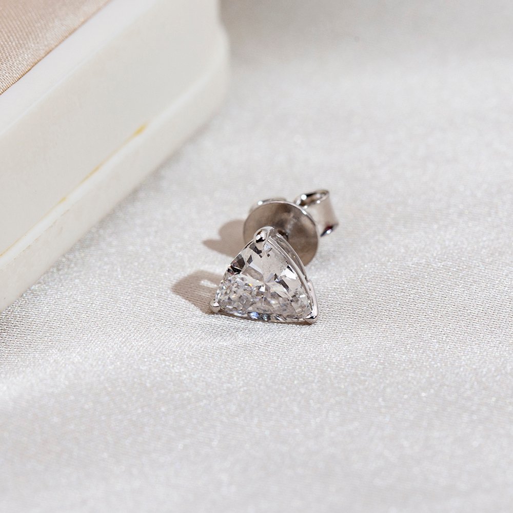 Aurora Geometry Trilion Shape Lab Grown Diamond 1 Carats D VS1 18K White Gold Studs Earrings MSE-791