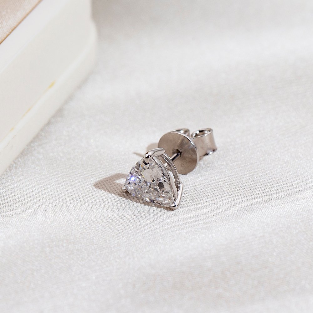 Aurora Geometry Trilion Shape Lab Grown Diamond 1 Carats D VS1 18K White Gold Studs Earrings MSE-791
