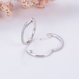 Aurora Geometry Round Lab Grown Diamond 1.2MM VVS-VS 18K White Gold Yellow Gold Hoop Earrings MSE-649