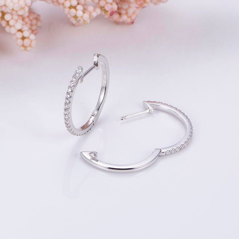 Aurora Geometry Round Lab Grown Diamond 1.2MM VVS-VS 18K White Gold Yellow Gold Hoop Earrings MSE-649