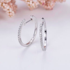 Aurora Geometry Round Lab Grown Diamond 1.2MM VVS-VS 18K White Gold Yellow Gold Hoop Earrings MSE-649