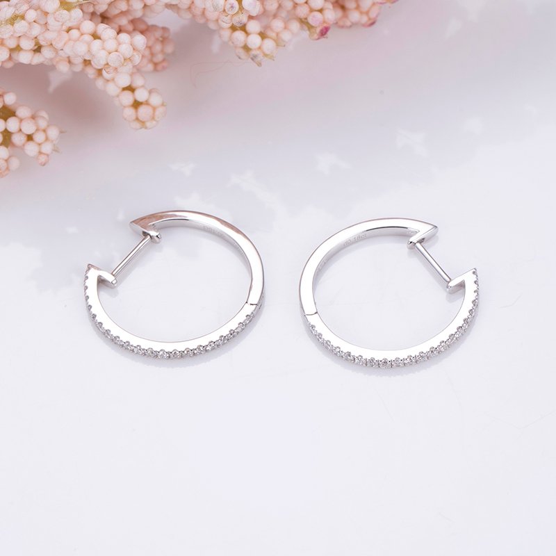 Aurora Geometry Round Lab Grown Diamond 1.2MM VVS-VS 18K White Gold Yellow Gold Hoop Earrings MSE-649