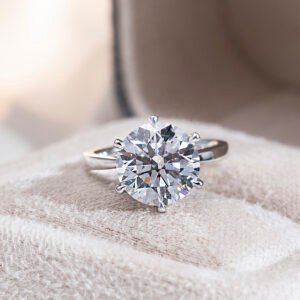 Aurora Geometry Round Cut Lab Grown Diamond 3.7CT Solitaire E VVS2 PT950 Ring MSR-1661