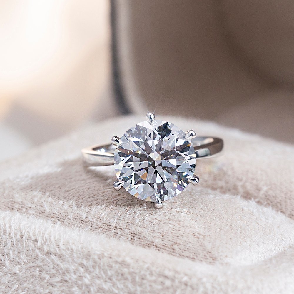 Aurora Geometry Round Cut Lab Grown Diamond 3.7CT Solitaire E VVS2 PT950 Ring MSR-1661