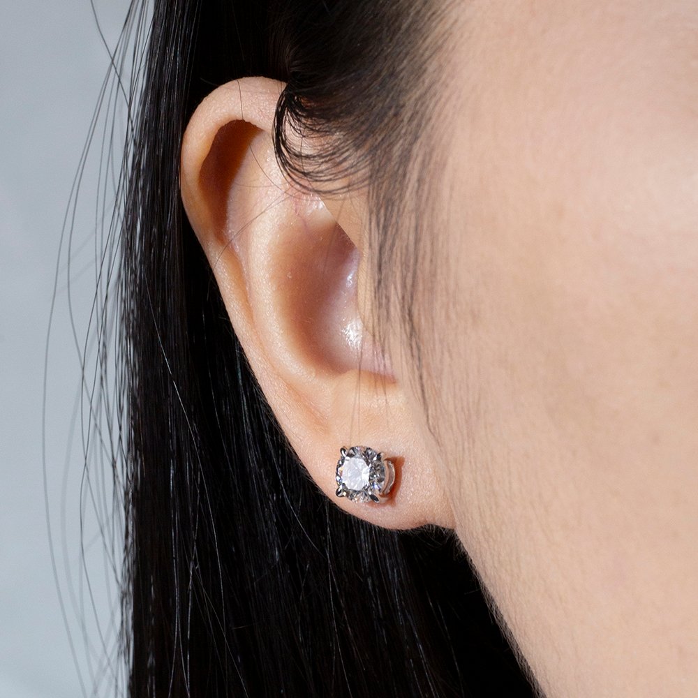 Aurora Geometry Round Shape Lab Grown Diamond 1CT D VVS1 18K White Gold Studs Earrings MSE-329-09