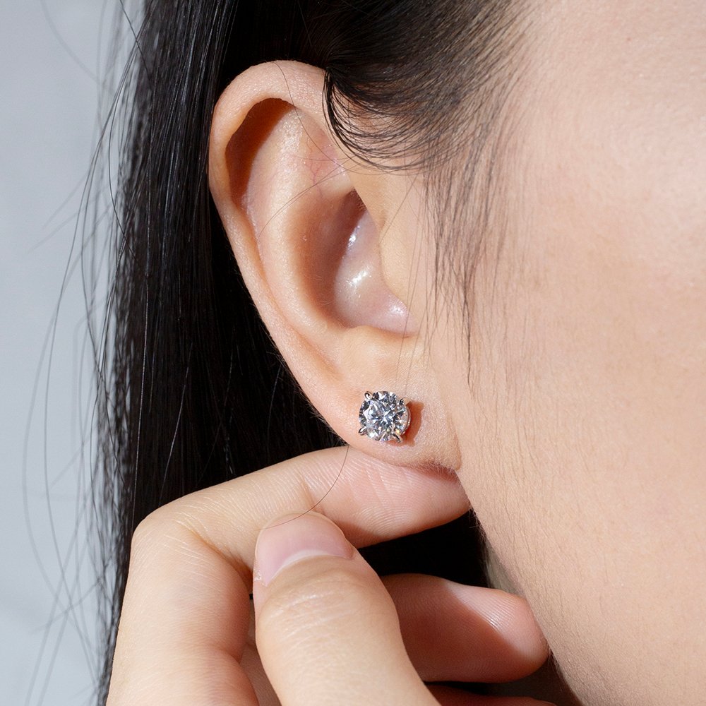 Aurora Geometry Round Shape Lab Grown Diamond 1CT D VVS1 18K White Gold Studs Earrings MSE-329-09