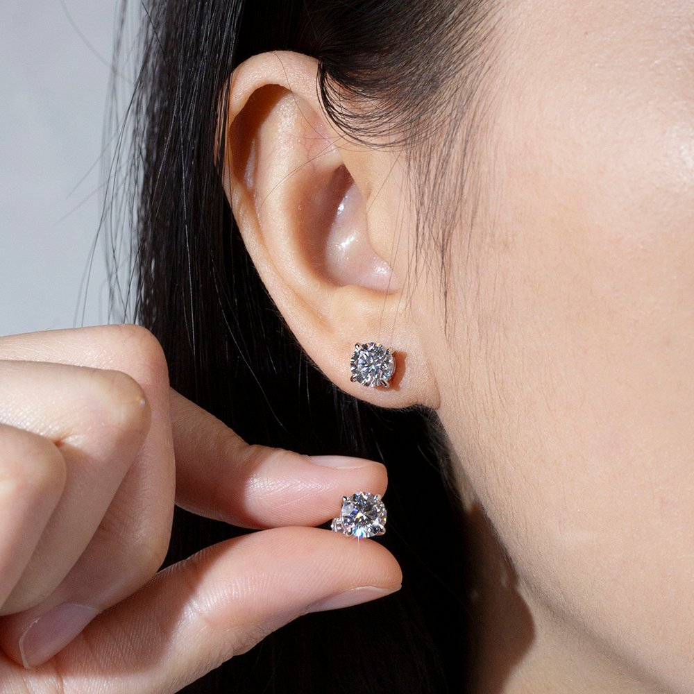 Aurora Geometry Round Shape Lab Grown Diamond 1.5CT D VS1 18K White Gold Studs Earrings MSE-329-03