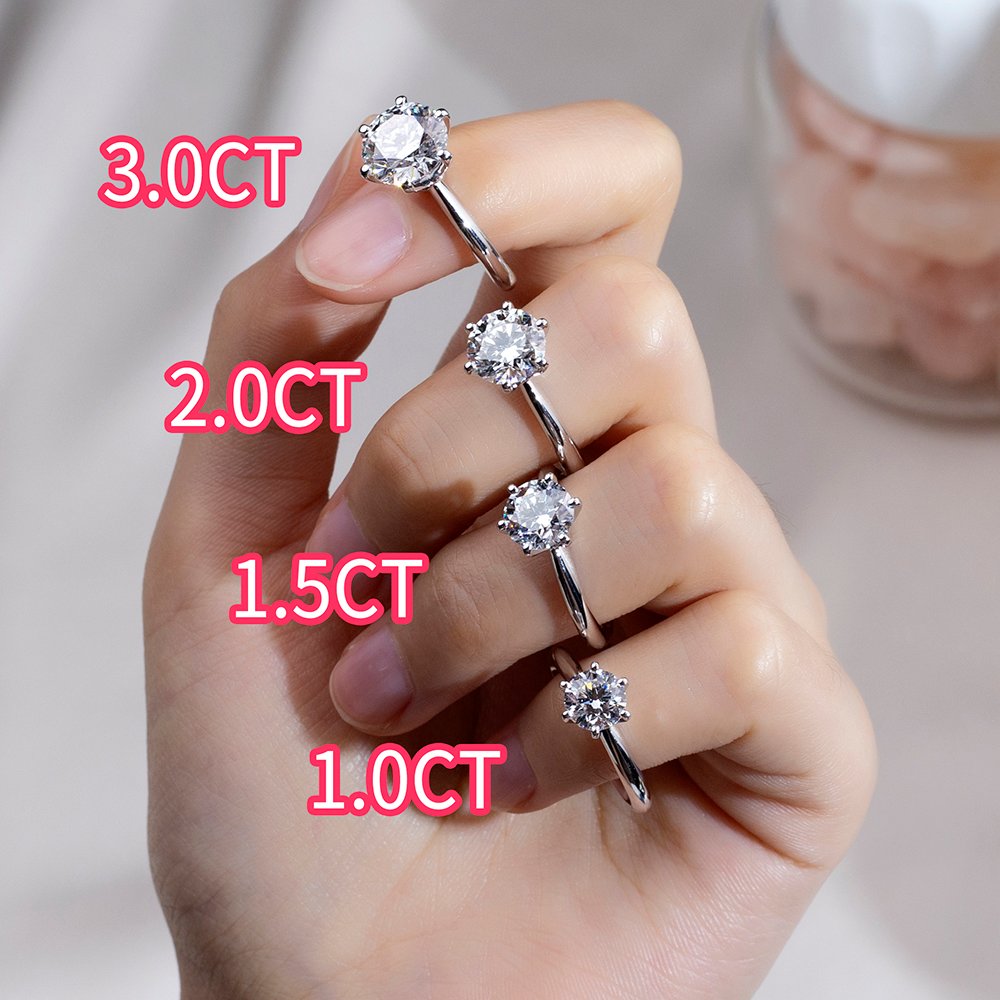 Aurora Geometry Round Cut Lab Grown Diamond 1CT 1.5CT 2CT 3CT Solitaire D E F I 18K White Gold Ring MSR-058