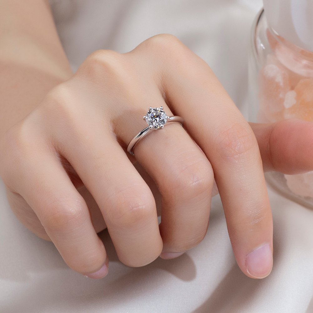 Aurora Geometry Round Cut Lab Grown Diamond 2.1CT 2.4CT Solitaire G VS2 F VS1 Platinum Ring MSR-058-13