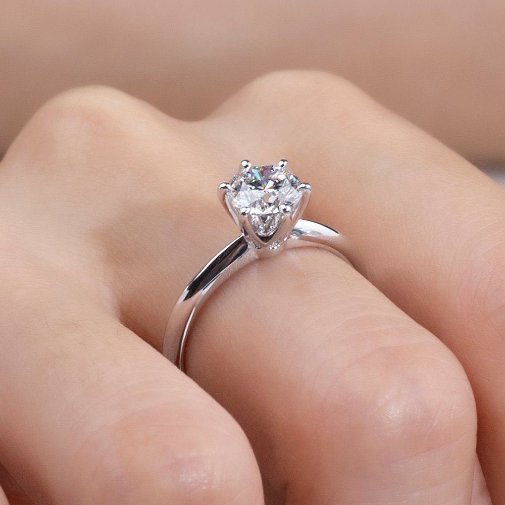 Aurora Geometry Round Cut Lab Grown Diamond 2.1CT 2.4CT Solitaire G VS2 F VS1 Platinum Ring MSR-058-13