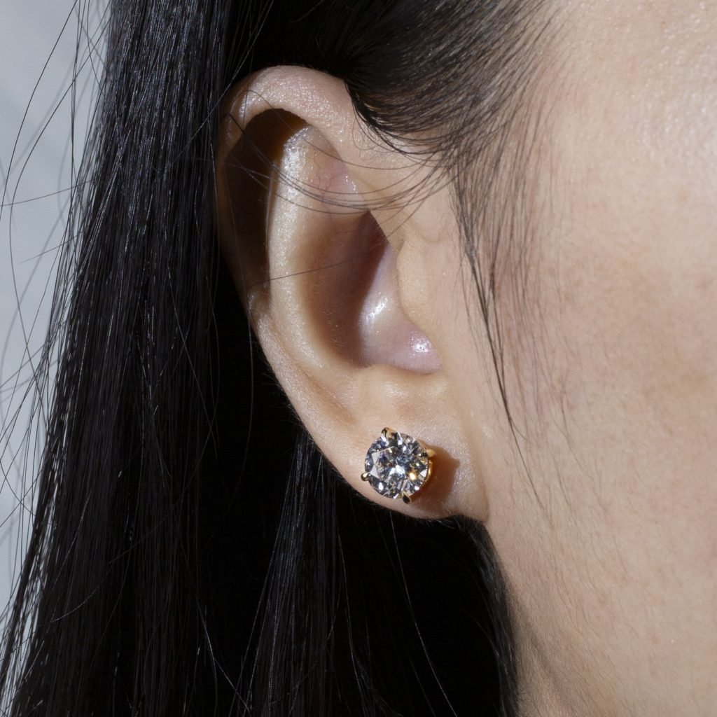 Aurora Geometry Round Shape Lab Grown Diamond 1CT D VS2 E VS1 18K Yellow Gold Studs Earrings MSE-329-06