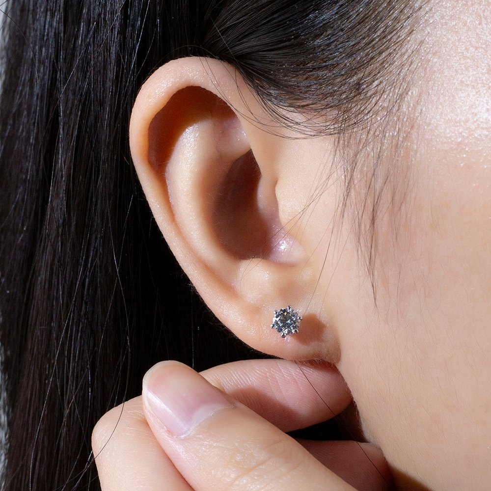 Aurora Geometry Round Shape Lab Grown Diamond 0.3CT 0.55CT 0.6CT 0.8CT 18K White Gold Studs Earrings KDE-004