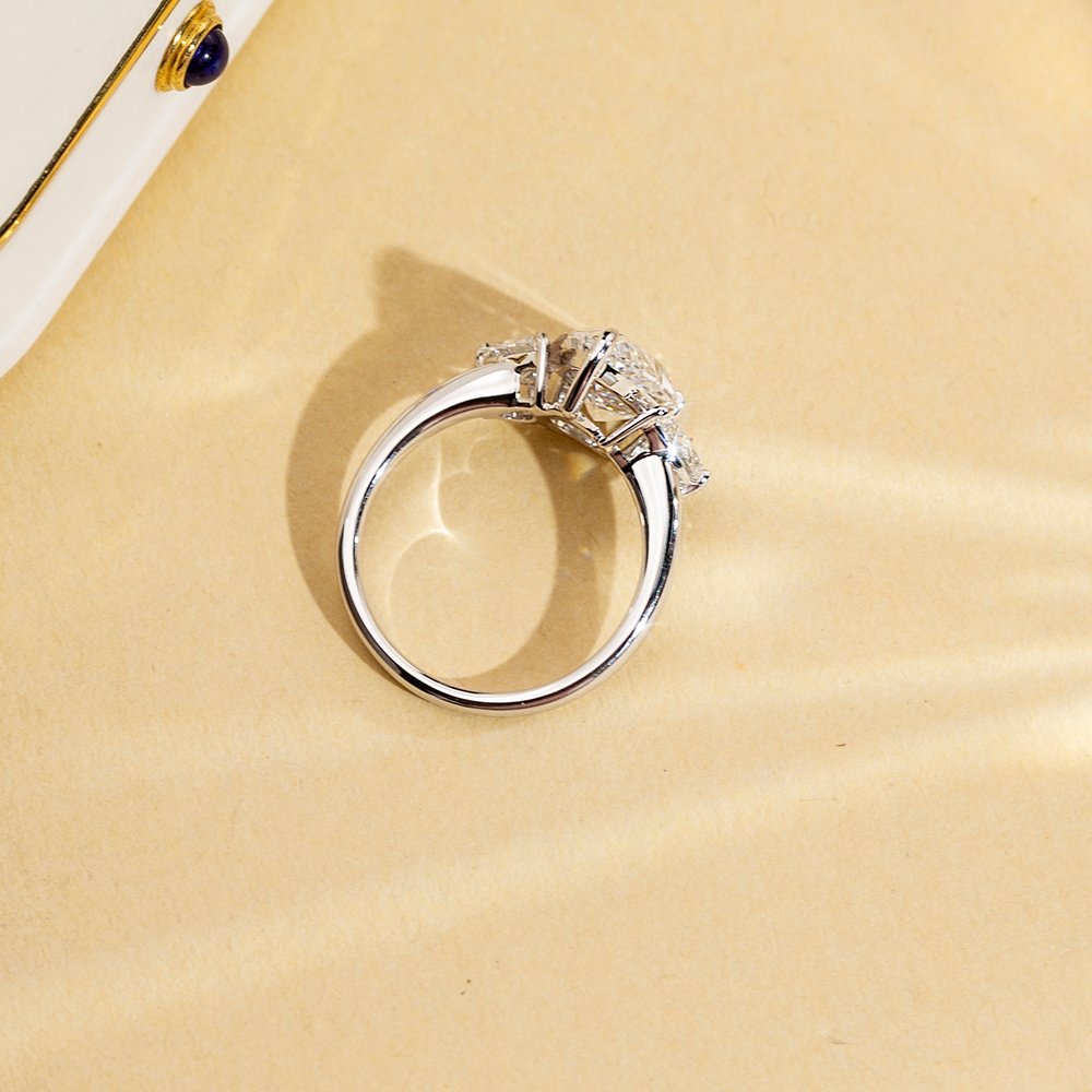 Aurora Geometry Pear Cut Lab Grown Diamond 2.6CT E VS1 Three Stones 18K White Gold Ring MSR-1670
