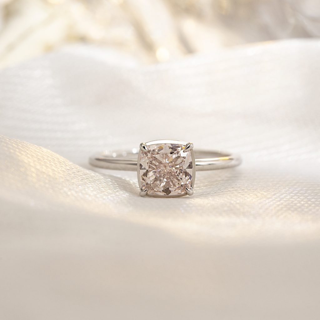 Aurora Geometry Cushion Cut Lab Grown Diamond 5CT Solitaire F VS1 18K Yellow Gold Ring MSR-1305