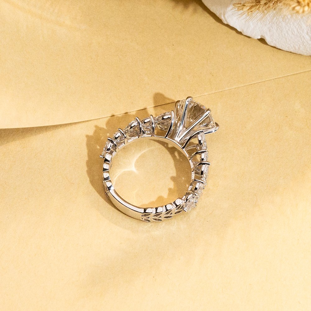 Aurora Geometry Round Cut Lab Grown Diamond 3CT Solitaire E VS1 18K White Gold Ring MSR-1649