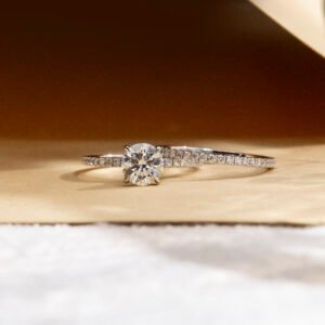 Aurora Geometry Round Cut Lab Grown Diamond 1.3CT Solitaire D VVS1 PT950 Ring Set MSR-1172