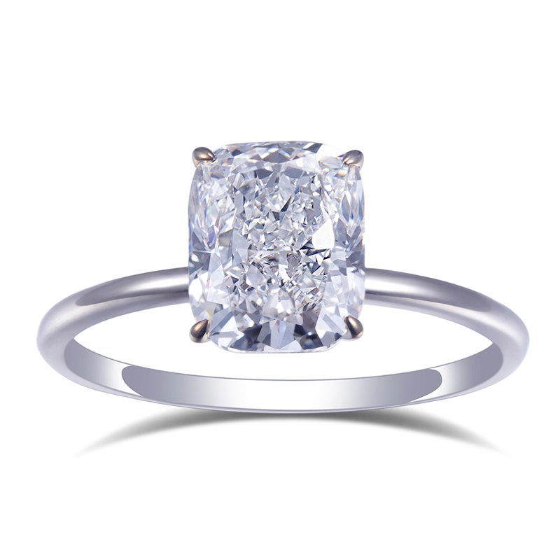 Aurora Geometry Cushion Cut Lab Grown Diamond 3.47CT D VVS2 18k White Gold Ring MSR-581