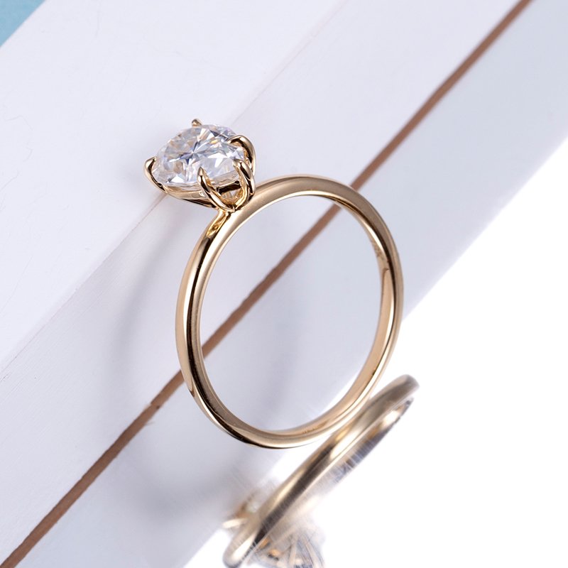 Aurora Geometry Pear Cut Lab Grown Diamond 1.2CT Solitaire G VVS1 18K Yellow Gold Ring MSR-821