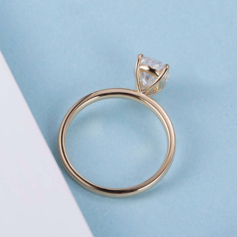 Aurora Geometry Pear Cut Lab Grown Diamond 1.2CT Solitaire G VVS1 18K Yellow Gold Ring MSR-821