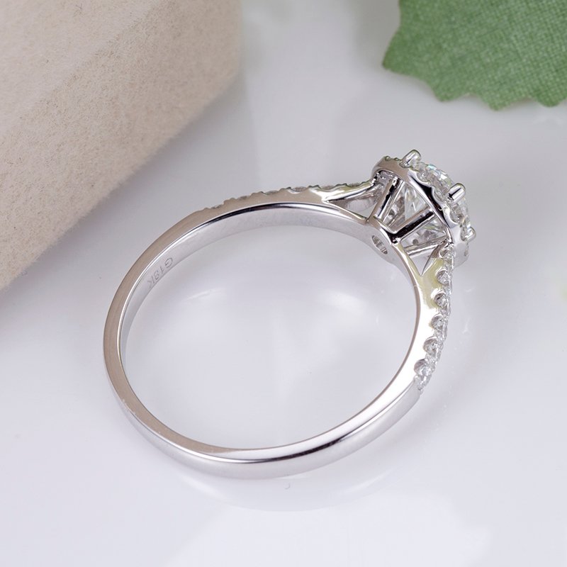 Aurora Geometry Round Cut Lab Grown Diamond 0.3CT 0.5CT DE VS1 VVS2 18K White Gold Halo Ring KDR-008