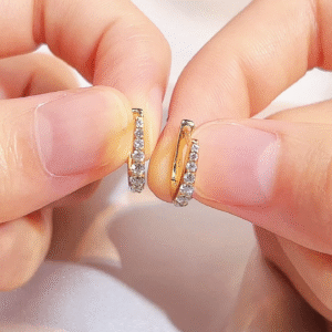 Aurora Geometry Round Shape Lab Grown Diamond D VVS2 S925 Silver Yellow Color Huggies Earrings MSE-773